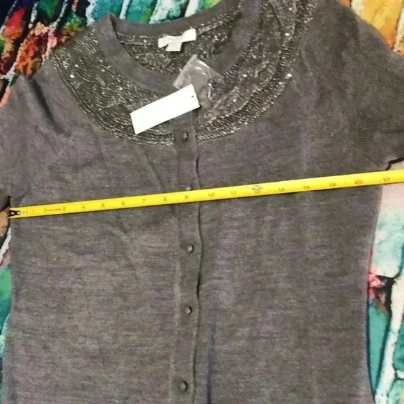 NY&C size small button up sweater cardigan gray - Picture 7 of 15